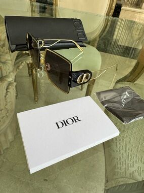 Dior Black and Gold Square-Frame Sunglasses